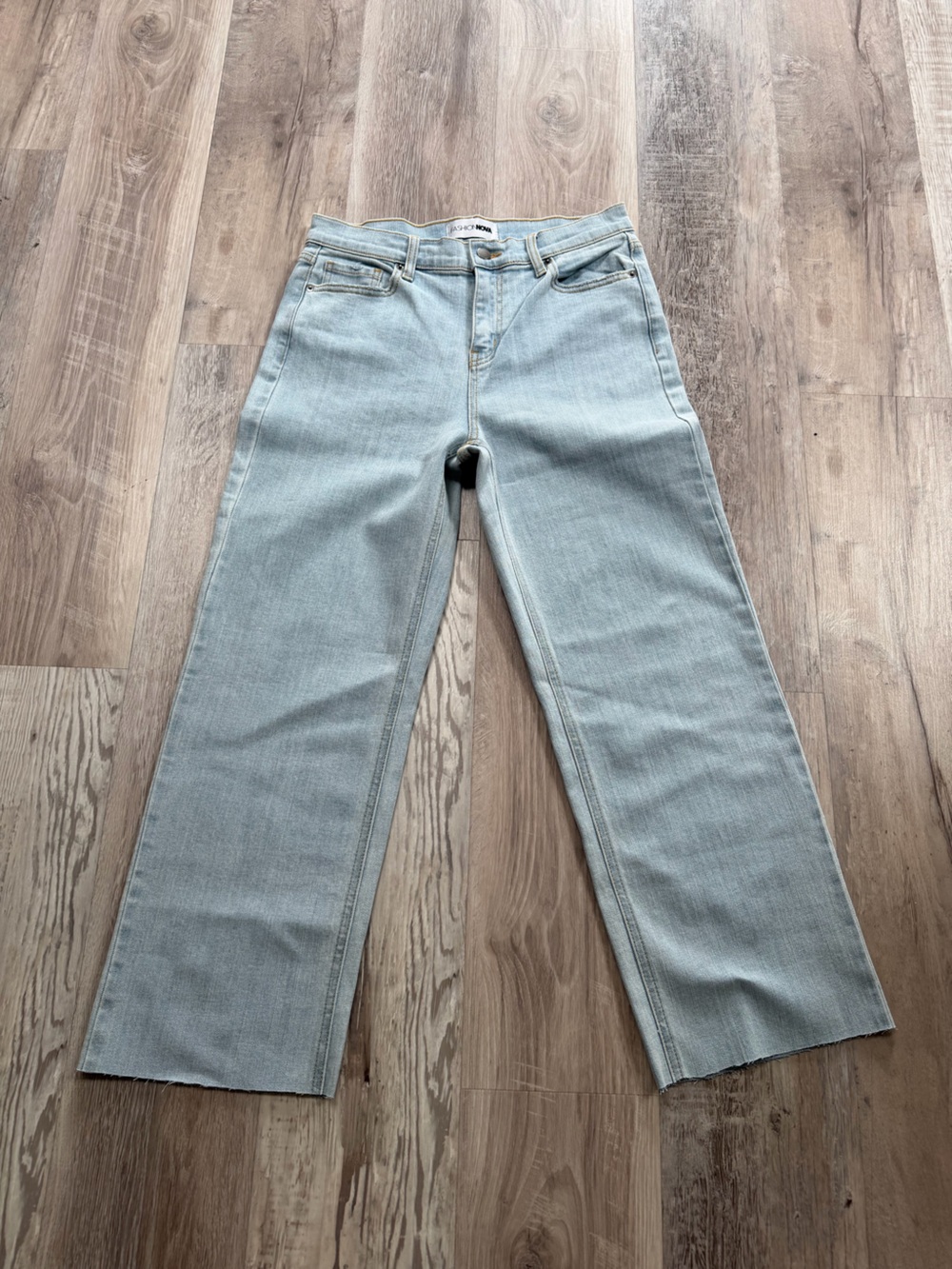 Fashion Nova Light Blue Cropped Wide-Leg Jeans